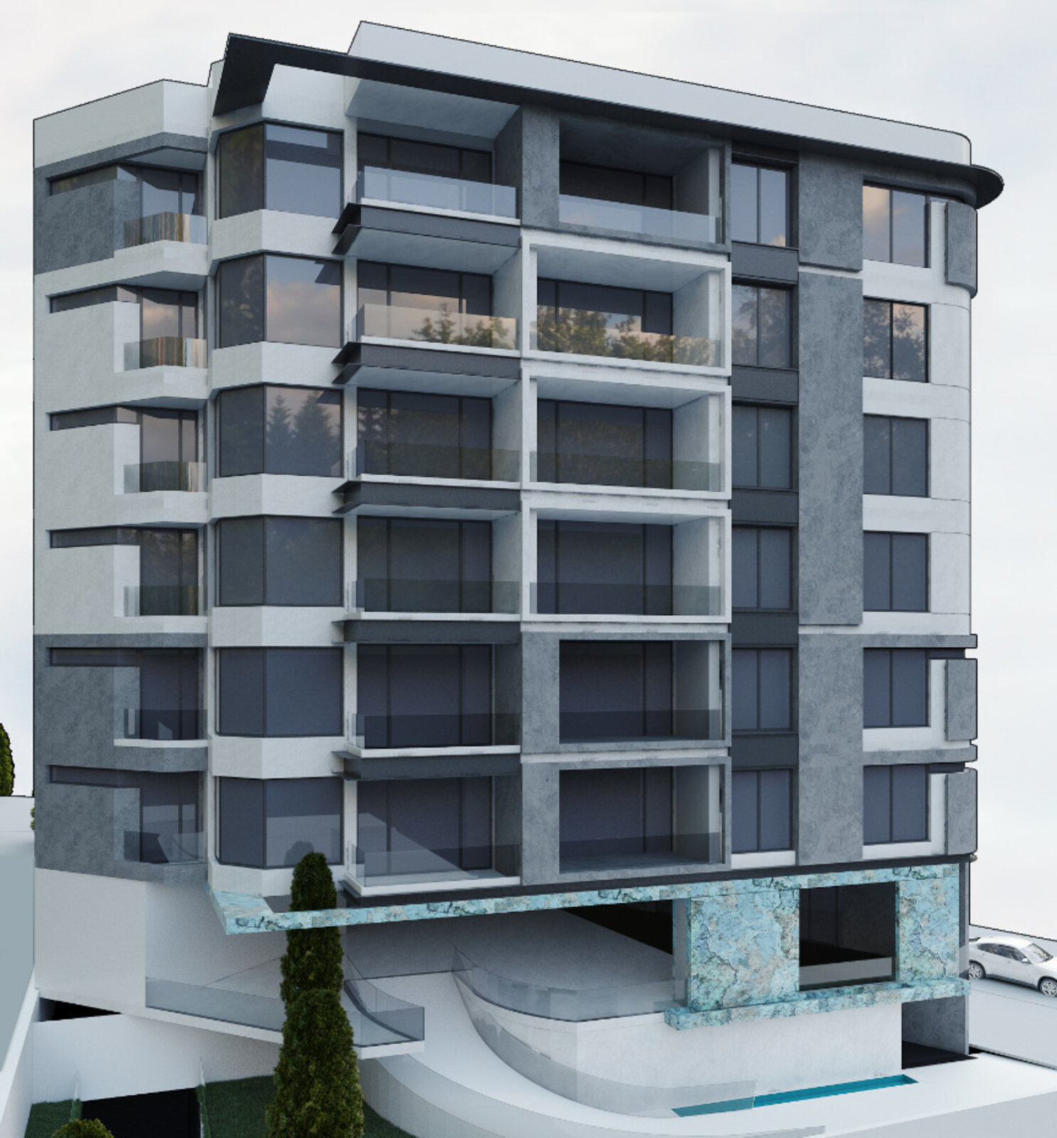 Design render of a multi-unit residential building